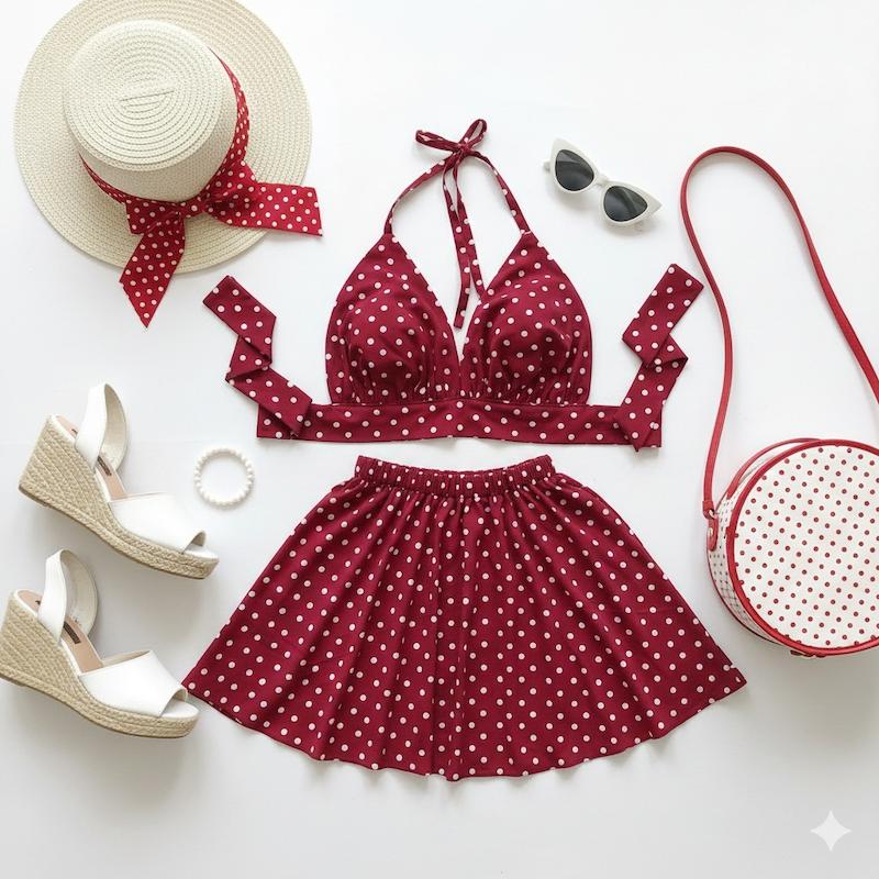 ست خالدار قرمز 🎀