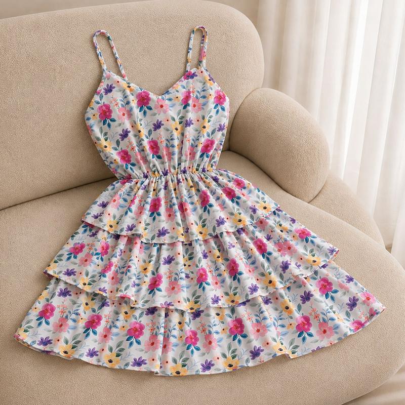 پیراهن گلدار طبقه ای 🌸