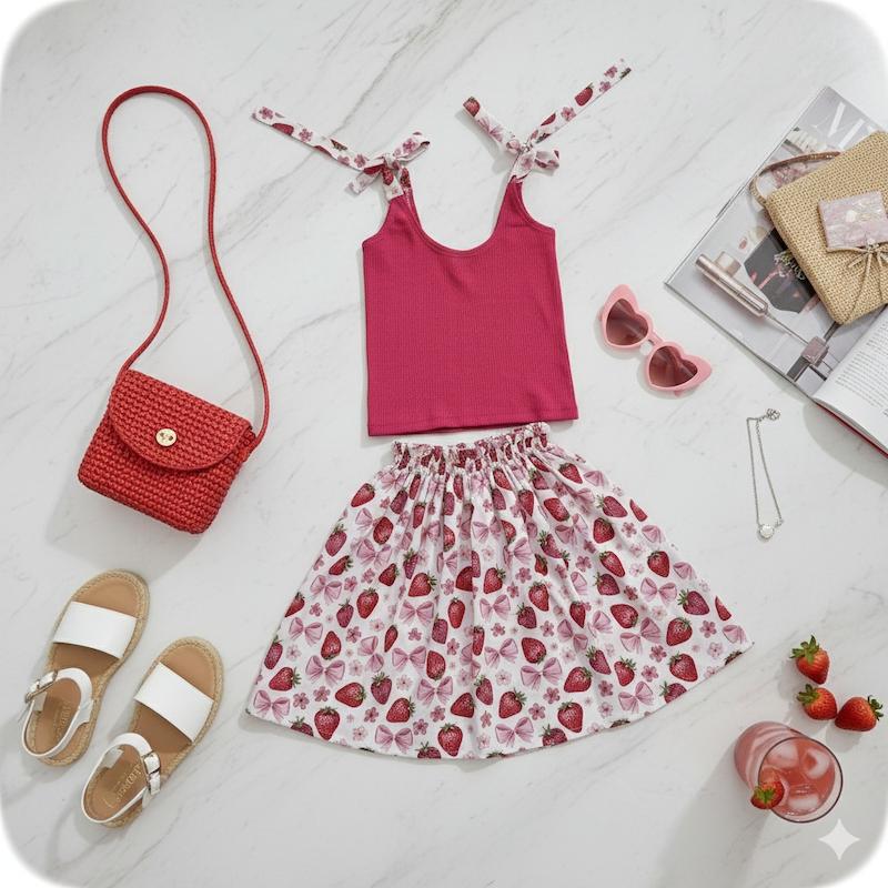 تاپ دامن توت فرنگی 🍓