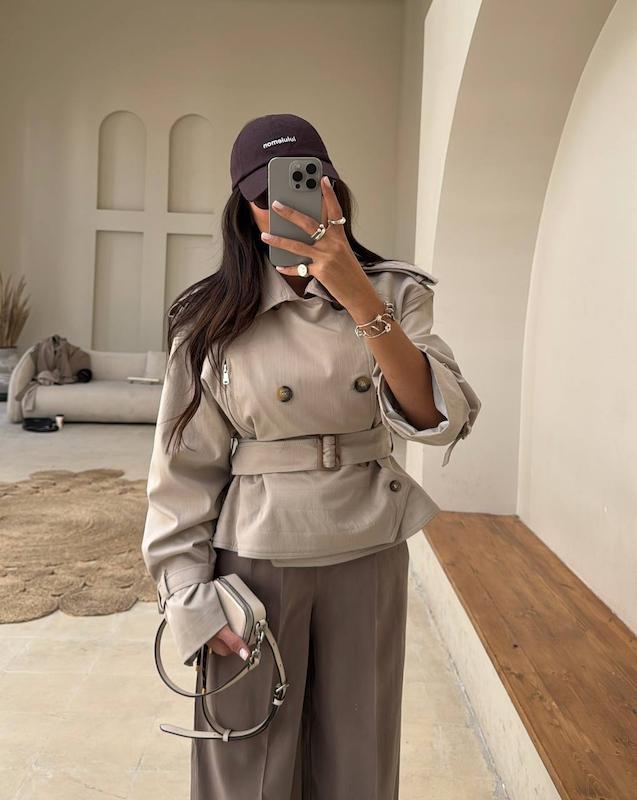 ترنچ کت cookie رنگ کرم روشن 