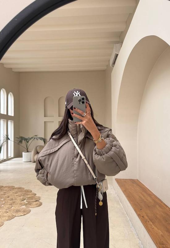 کاپشن puff خاکی 