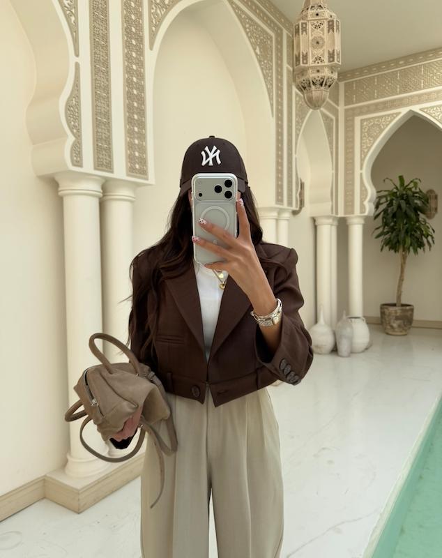 کراپ کت گاباردین قهوه ای 