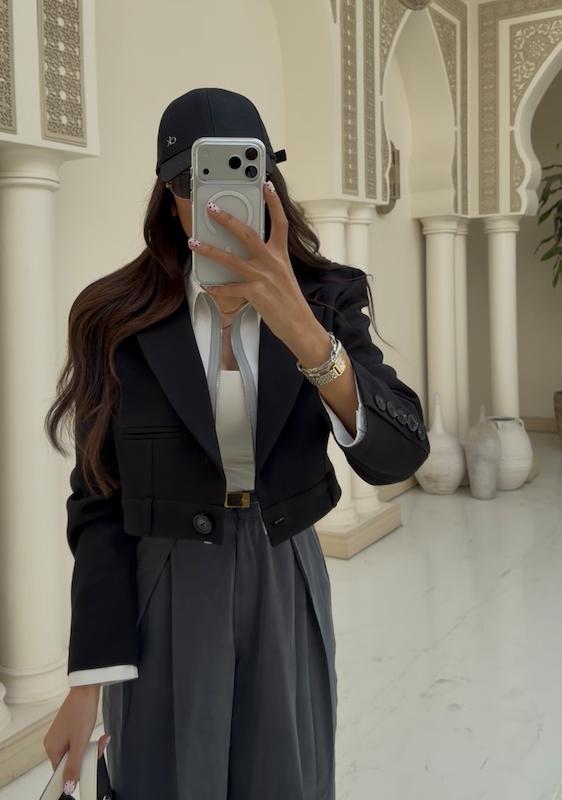 کراپ کت گاباردین مشکی 