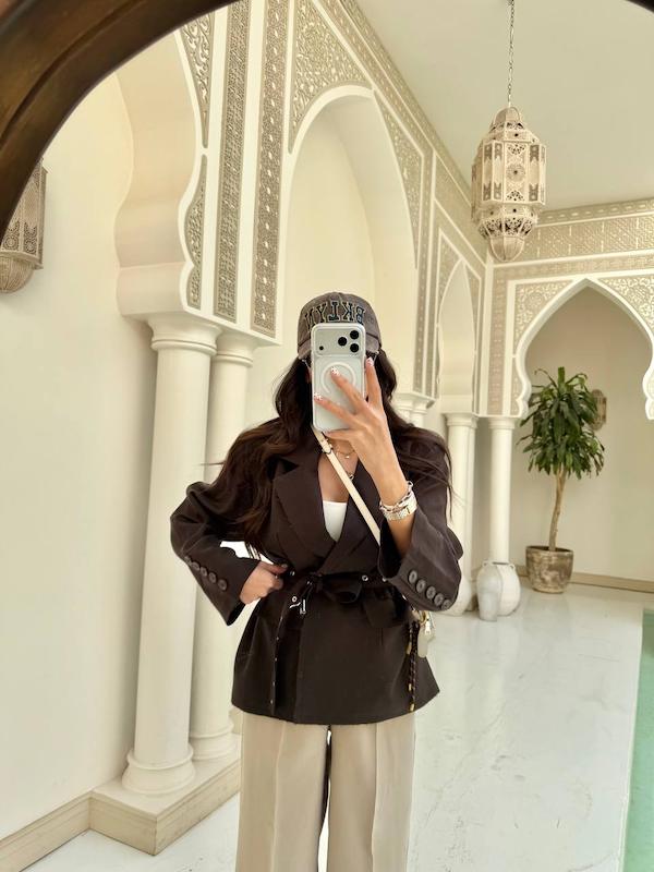 بلیزر لینن قهوه ای 