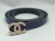 کمربند زنانه Chanel سورمه ای1.5سانت