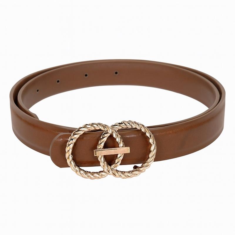 کمربند زنانه پلاکی 2.5 سانت عسلی