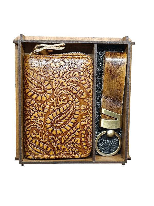 ست جا کارتی وجا کلیدی چرم طرح ترمه