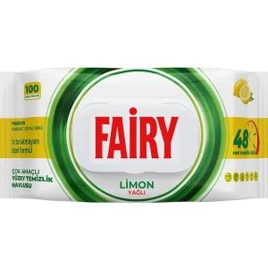 دستمال مرطوب چند منظوره سطوح فیری رایحه لیمو بسته 100 عددی Fairy