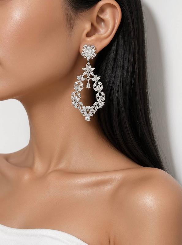گوشواره جواهری اشک بااویز اشک 