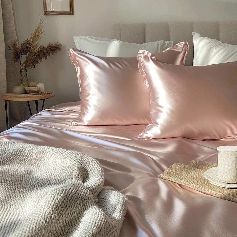 روبالشتی ابریشم صورتی پنبه ای