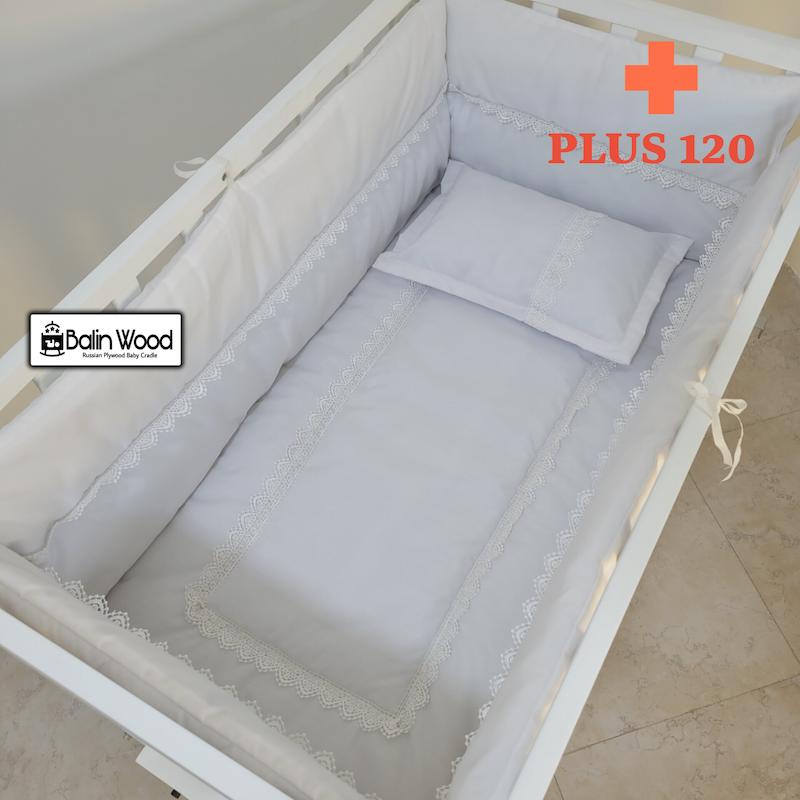 گهواره چوبی و تخت کنار مادر سایز ۱۲۰ سفید