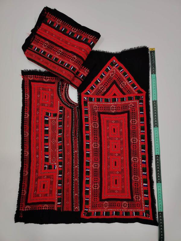 زیاستین زی آستین طرح جَوَک دو قفله | دست‌دوز بلوچی با پارچه تارکش