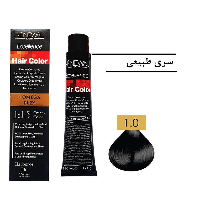 رنگ مو رنوال شماره 1.0 حجم 150 میل رنگ مشکی