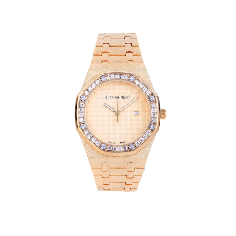 ساعت زنانه اودمارپیگه دور نگین طلایی صفحه طلایی F/a5430 Audemars piguet