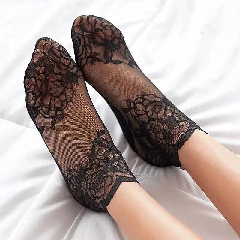 جوراب نیم ساق گیپور گل