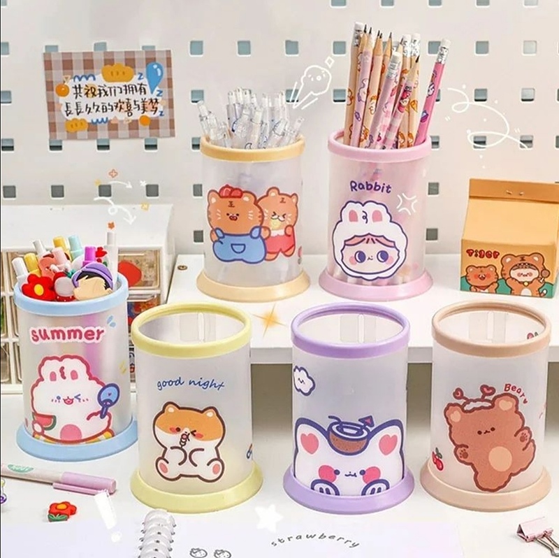 جاقلمی و جامدادی رومیزی طلقی طرح cute animals