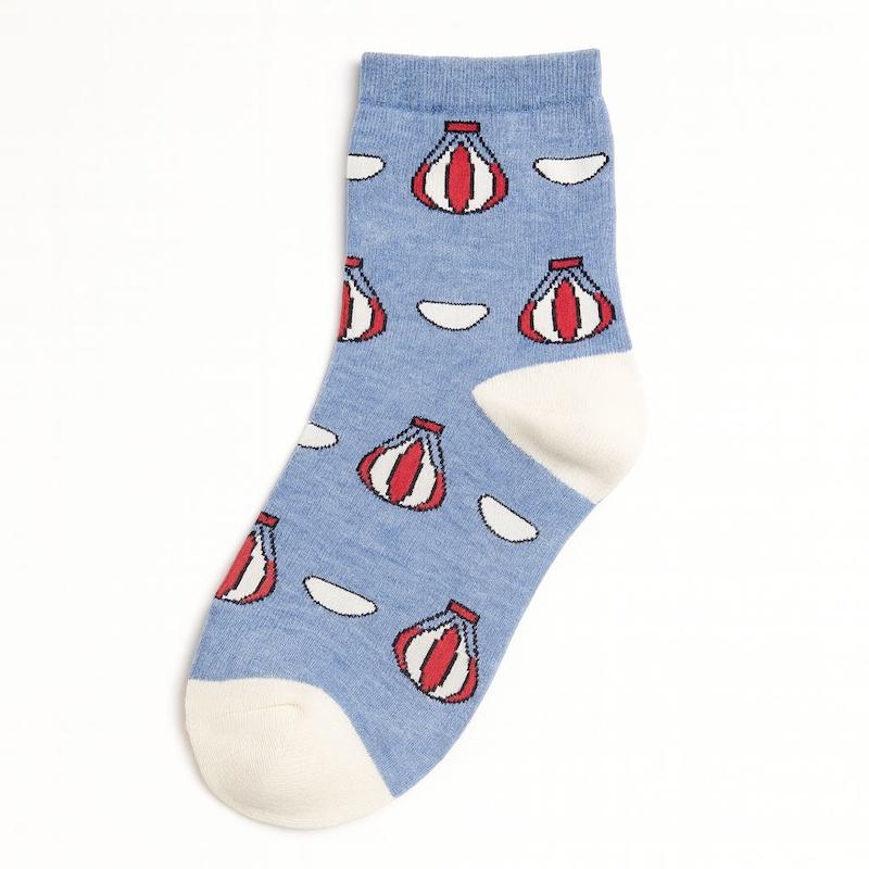 خرید جوراب نخی فانتزی طرح بالن آبی رنگ 