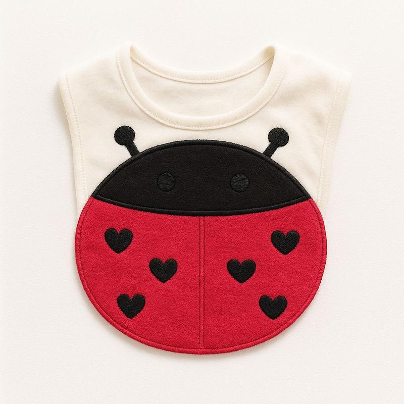 خرید پیشبند و دستمال گردن نوزاد طرح کفشدوزک جنس نخی