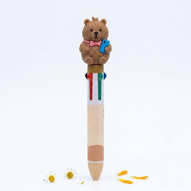 خرید خودکار ۴ رنگ فانتزی طرح کاپی بارا (Capybara) عروسکی