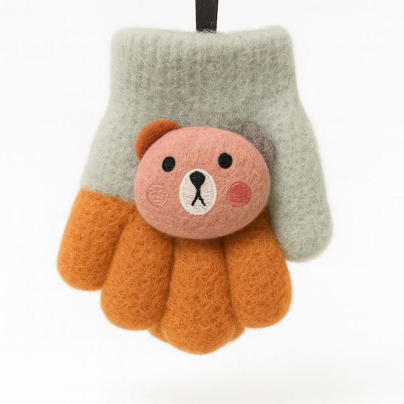 خرید دستکش انگشتی بچه گانه بافت طرح خرس