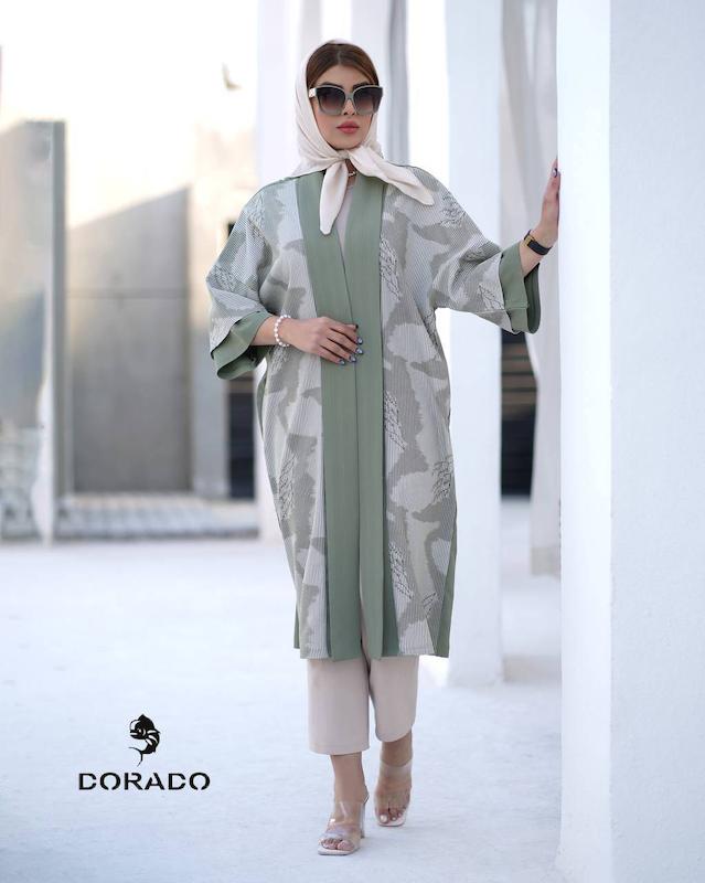 مانتو کریشه شالدار ترکیبی کد 958