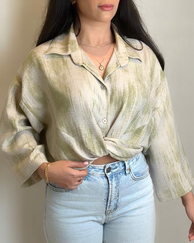 شومیز آبرنگی جلو گره ای