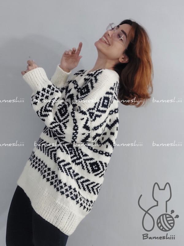 پلیور دستبافت بامشی 