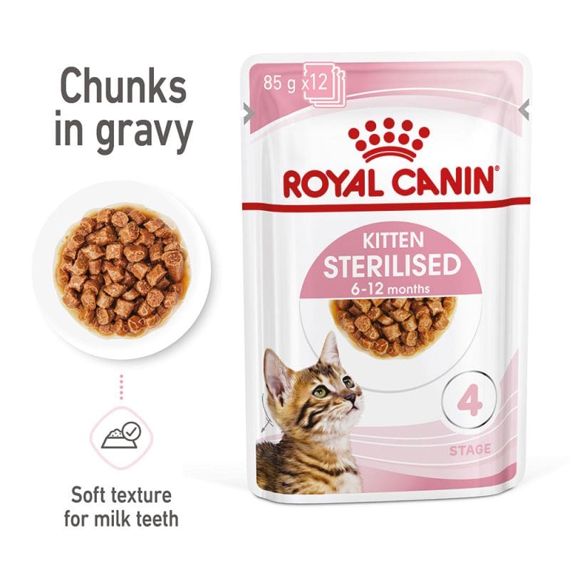غذای پوچ بچه گربه عقیم شده رویال کنین مدل Kitten Sterilised وزن 85 گرم