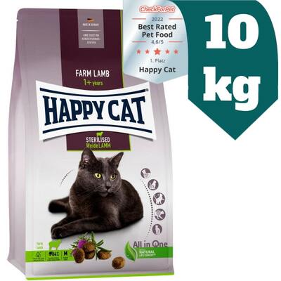 غذای خشک گربه عقیم شده هپی کت Happy Cat طعم بره  Sterilised Farm Lamb  وزن 10 کیلوگرم