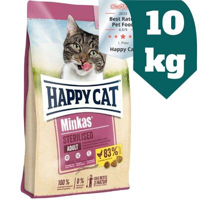 غذای خشک گربه هپی کت Happy Cat مدل مینکاس استرلایزد Minkas Sterilised  وزن 10 کیلوگرم