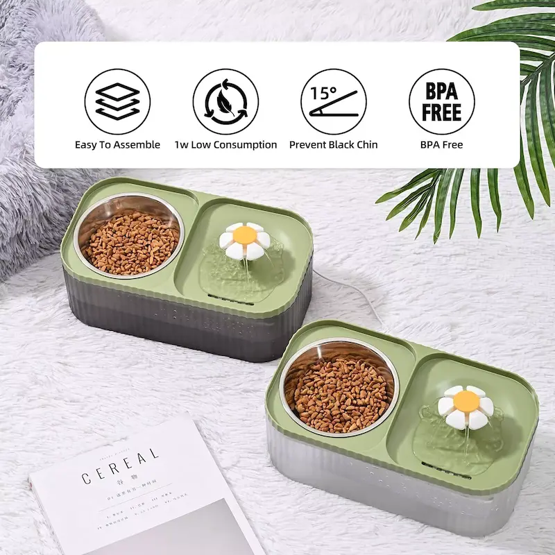 دستگاه آبخوری اتوماتیک به همراه ظرف غذا Automatic Pet Water Dispenser and Bowl for Food مخصوص گربه و سگ