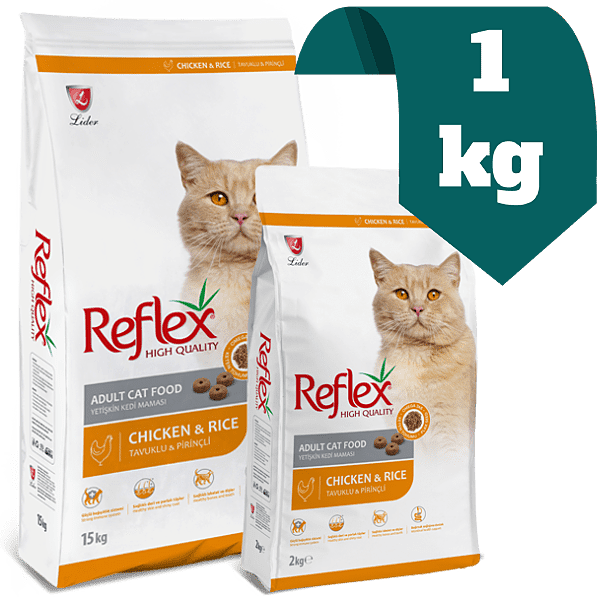 غذای خشک گربه بالغ رفلکس Reflex با طعم مرغ و برنج (به صورت فله)