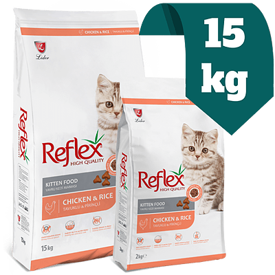 غذای خشک بچه گربه رفلکس Reflex با طعم مرغ و برنج 15 کیلویی