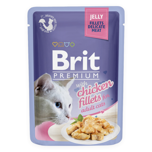 غذای پوچ گربه بریت Brit با طعم مرغ ژله ای وزن 85 گرم