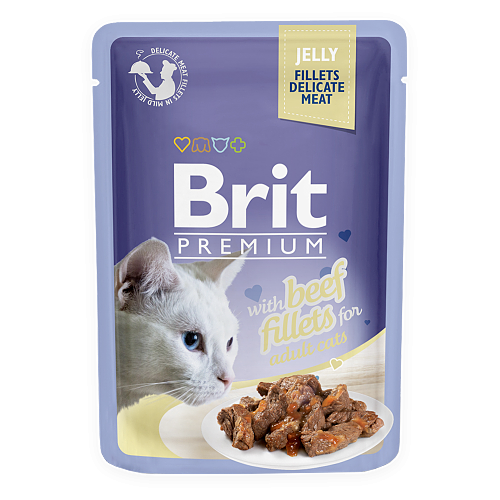 غذای پوچ گربه بریت Brit با طعم بیف ژله ای وزن 85 گرم