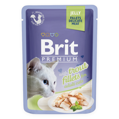 غذای پوچ گربه بریت Brit با طعم ماهی ژله ای وزن 85 گرم