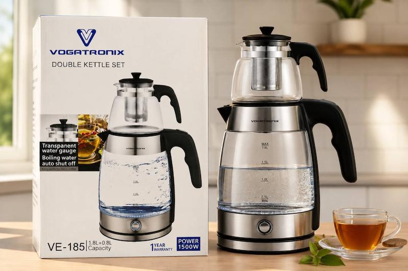 کتری و قوری برقی دو قلو وگاترونیکس VOGATRONIX  مدل VE-185 ‌-کپی