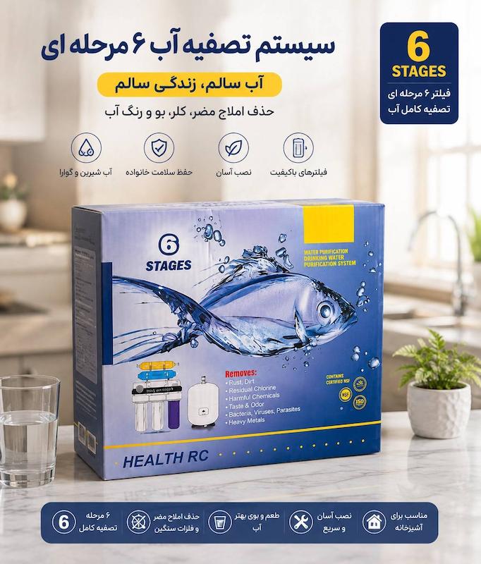 دستگاه تصفیه آب ۶ مرحله‌ای با فناوری اسمز معکوس 