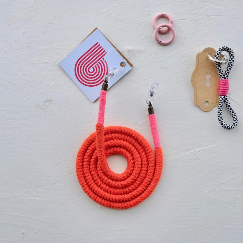 بندعینک دو رنگ نارنجی/صورتی پاد