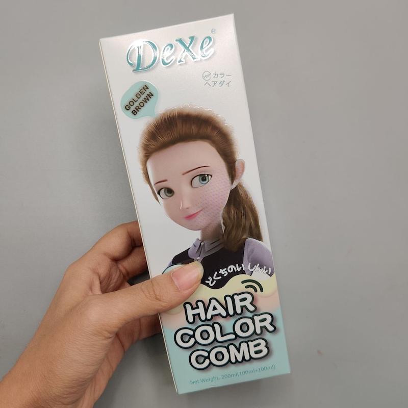 شانه رنگ مو رنگ قهوه ای طلایی برند دکسی Dexe