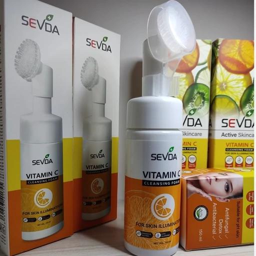 فوم شستشوی صورت براش دار سودا مدل ویتامین سی