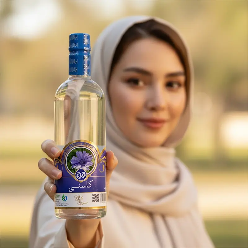عرق کاسنی قدح در دستان خانم ایرانی