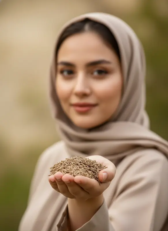 زیره سبز در دستان 