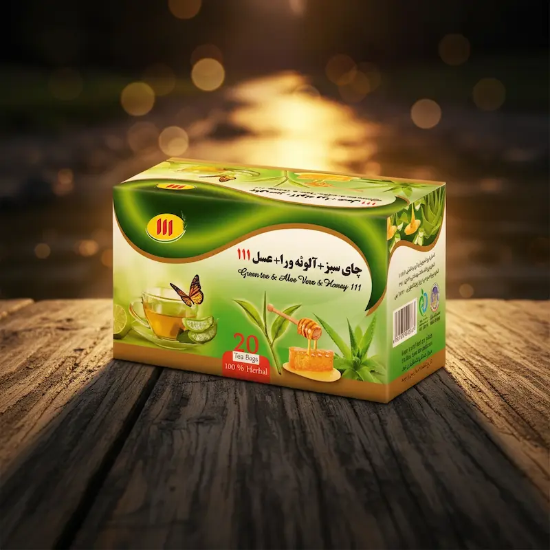 چای سبز و آلوئه ورا و عسل ۱۱۱ - تی‌‌بگ 20 عددی