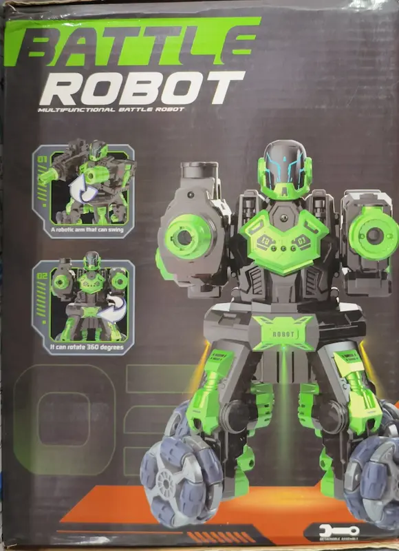 ربات کنترلی جنگی Battle Robot تیر ژله‌ای و دودزا | مدل اکشن چندکاره ۳۶۰ درجه