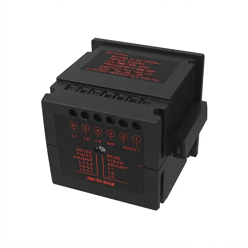 پشت ولت متر دیجیتال سه فاز همراه با فرکانس متر میکرومکس الکترونیک MMX-VF 96×96