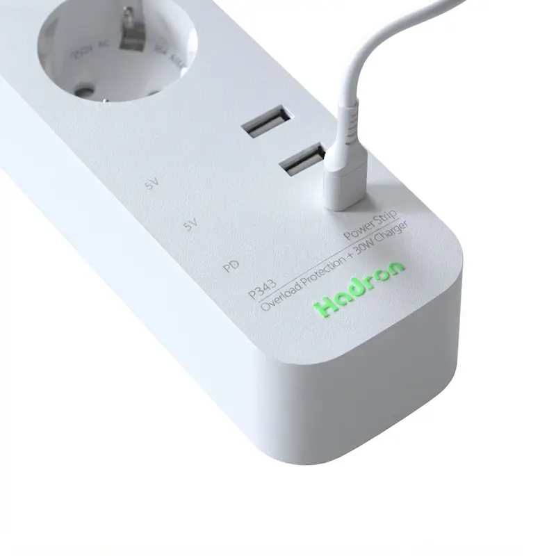 چندراهی سه خانه ارت‌دار هادرون مدل P343 با پورت USB و Type-C