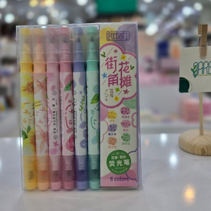 هایلایتر دوسر طرح گل پک 6 عددی 