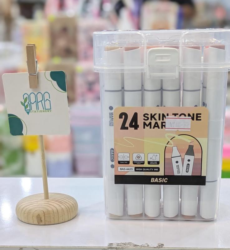 مارکر 2 سر رنگ بدن 24 رنگ _ برند بیسیک