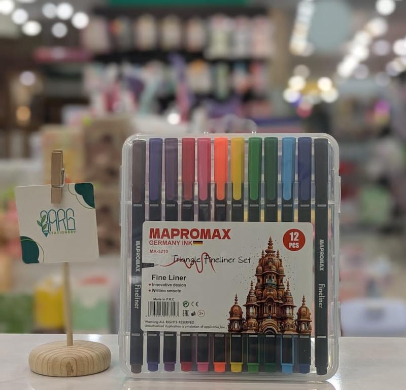 خودکار رنگی نوک نمدی پک 12 عددی برند ماپرومکس